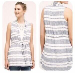 Anthropologie Saturday Sunday Striped Sleeveless Drawstring Cardigan S